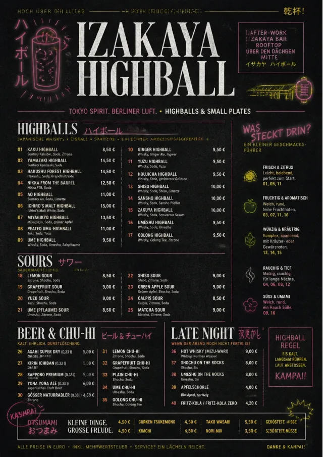 Izakaya Highball drink-menu menu template preview