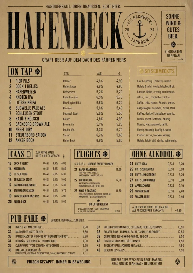 Craft Brewery Taproom drink-menu menu template preview