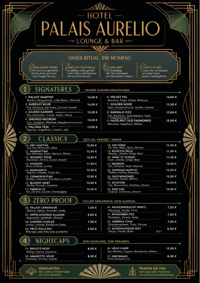 Art Deco Lounge drink-menu menu template preview
