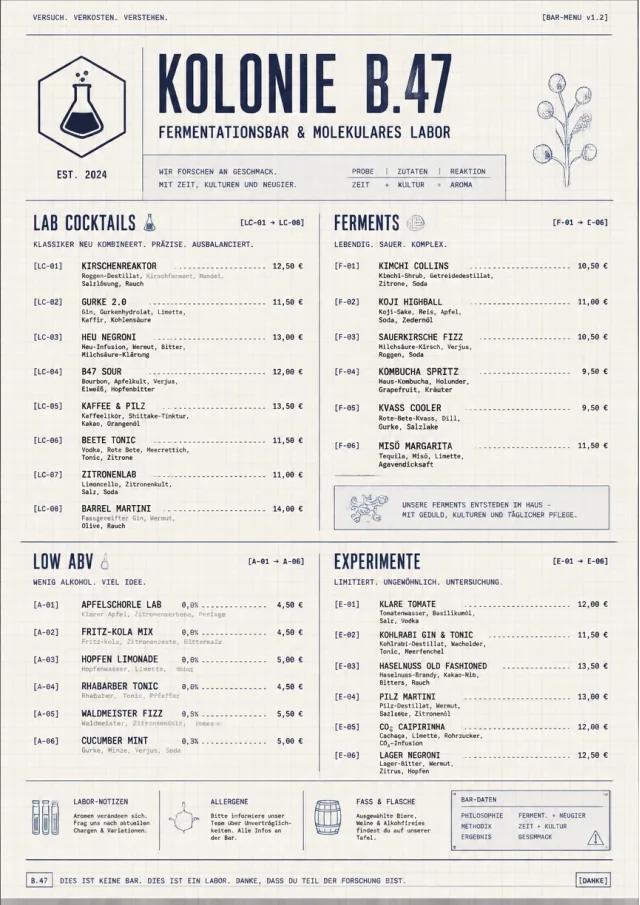 Molecular Lab drink-menu menu template preview