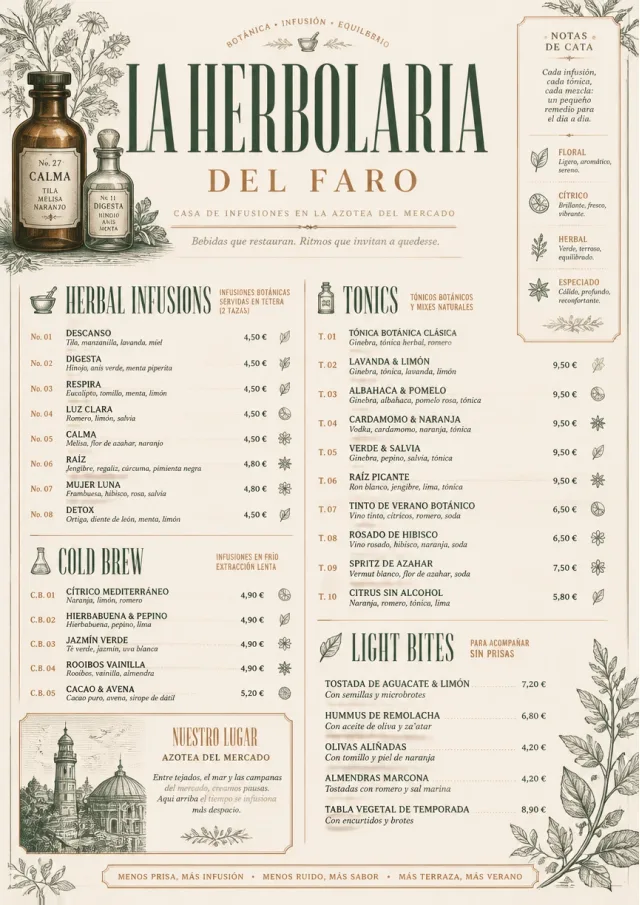 Botanical Apothecary drink-menu menu template preview