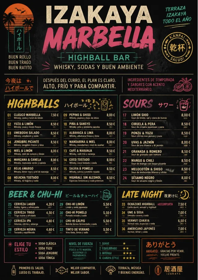 Izakaya Highball drink-menu menu template preview