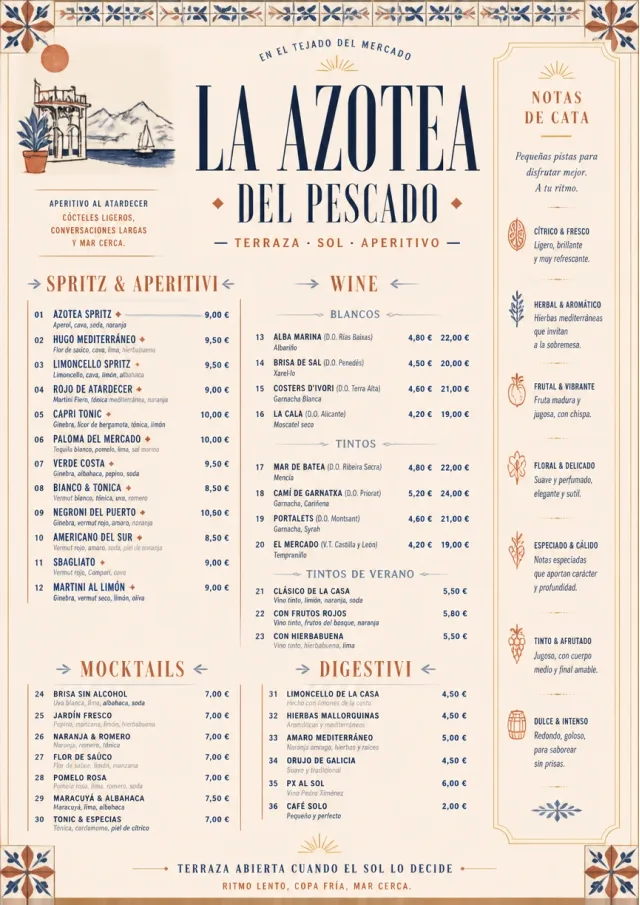 Mediterranean Terrace drink-menu menu template preview