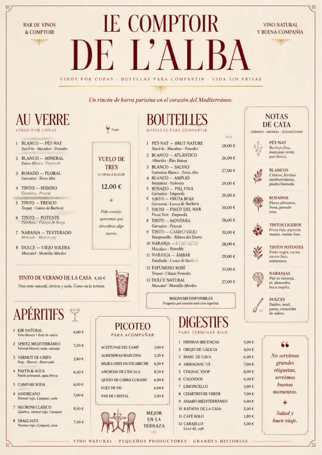 Parisian Zinc Wine Bar drink-menu menu template preview