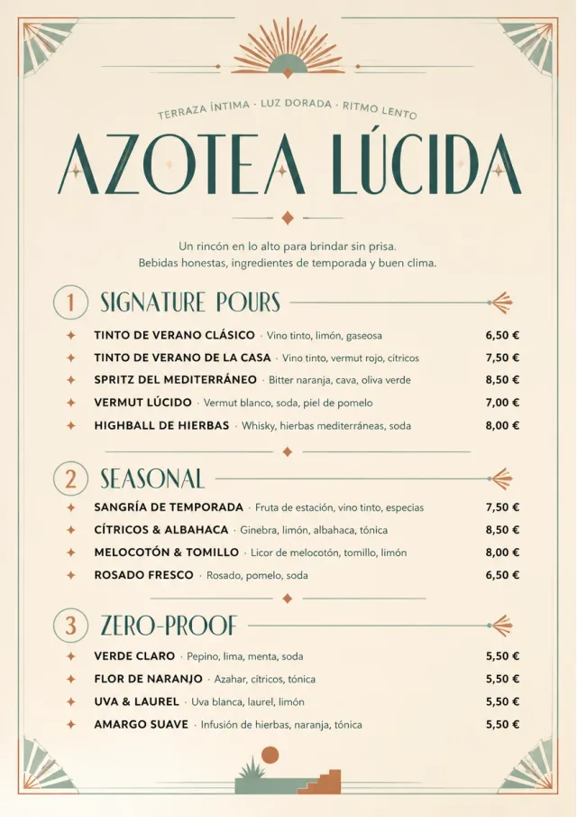 Boutique Pour Card drink-menu menu template preview