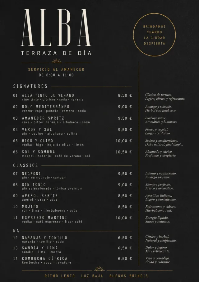 Mono Bar Minimal drink-menu menu template preview