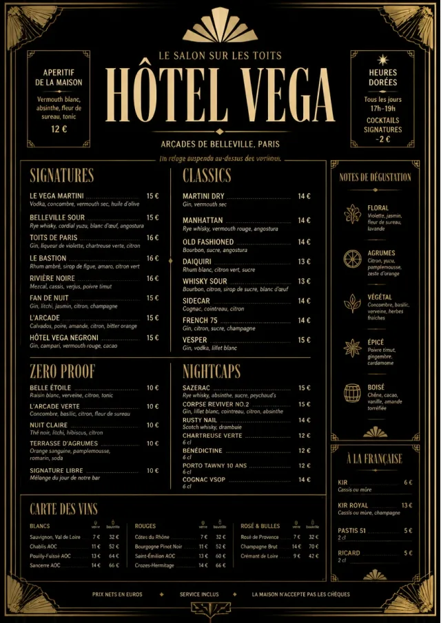 Art Deco Lounge drink-menu menu template preview