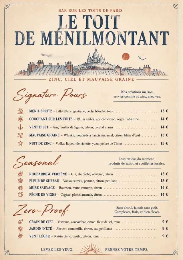 Boutique Pour Card drink-menu menu template preview