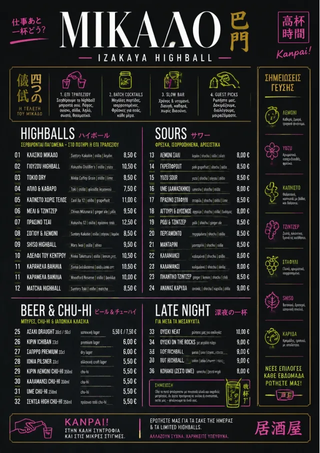 Izakaya Highball drink-menu menu template preview