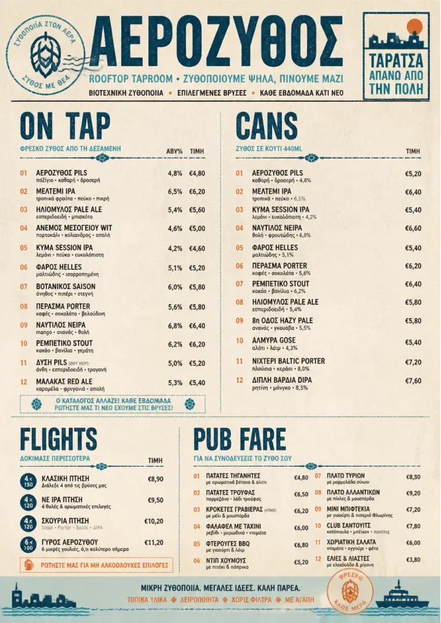 Craft Brewery Taproom drink-menu menu template preview