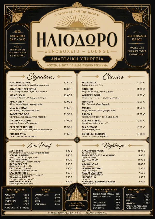 Art Deco Lounge drink-menu menu template preview