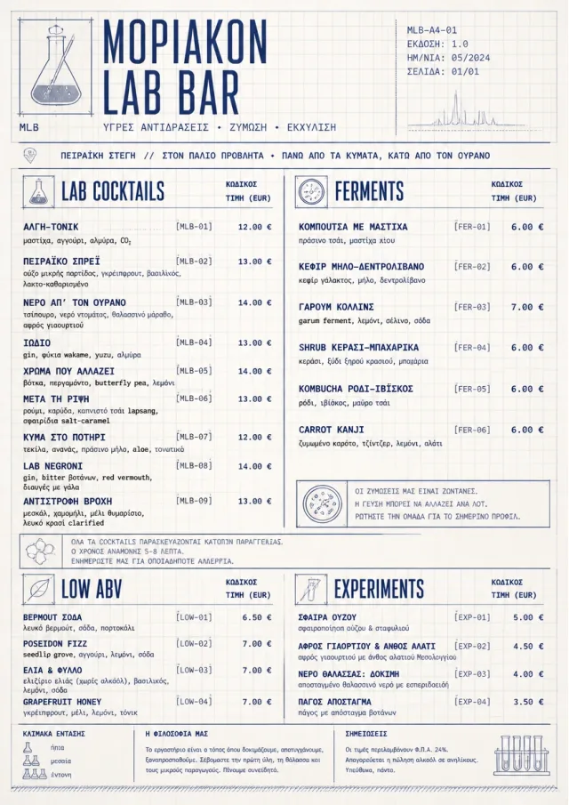 Molecular Lab drink-menu menu template preview