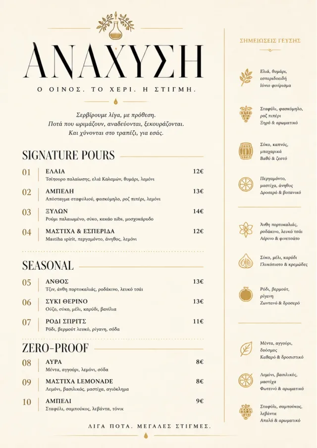 Boutique Pour Card drink-menu menu template preview