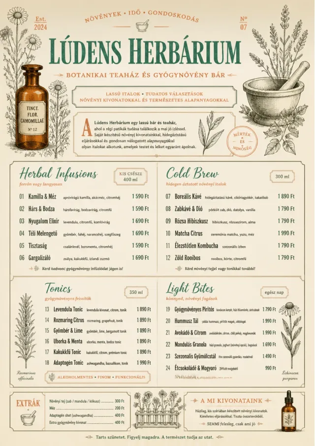 Botanical Apothecary drink-menu menu template preview
