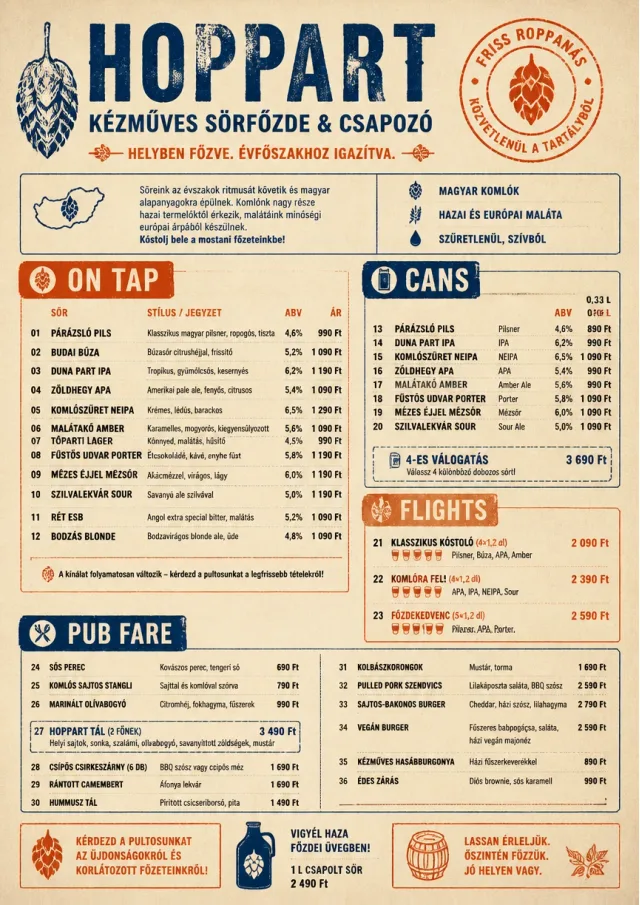 Craft Brewery Taproom drink-menu menu template preview