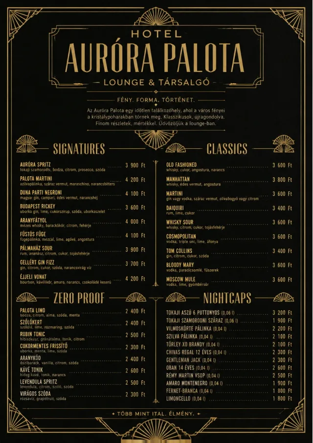 Art Deco Lounge drink-menu menu template preview
