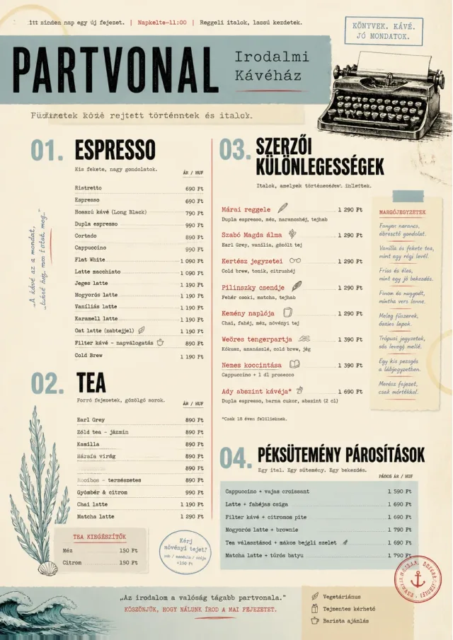 Literary Coffee House drink-menu menu template preview