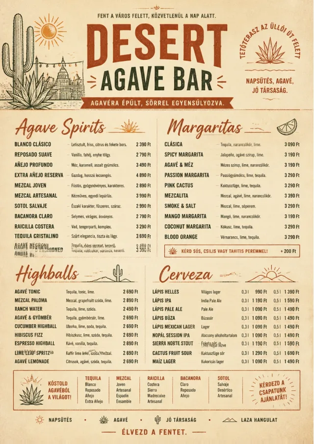 Desert Agave Bar drink-menu menu template preview