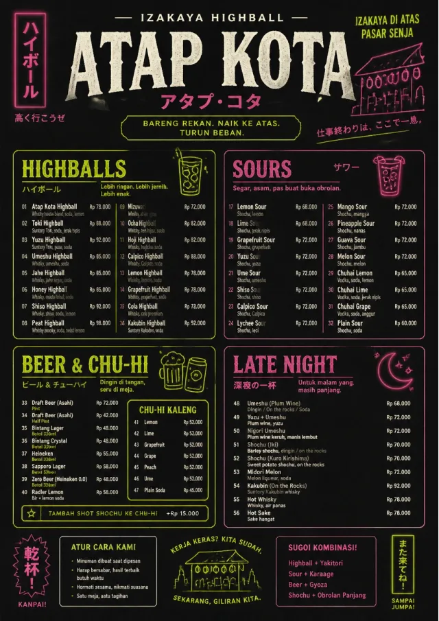 Izakaya Highball drink-menu menu template preview