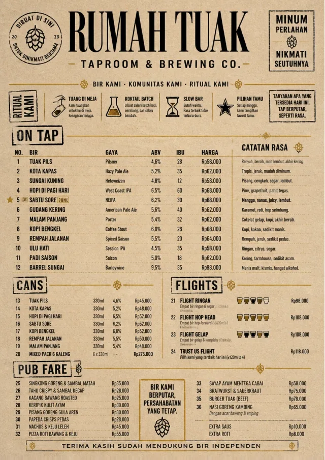 Craft Brewery Taproom drink-menu menu template preview