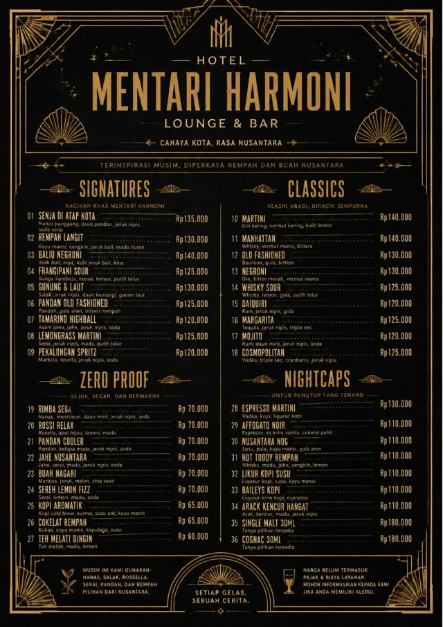 Art Deco Lounge drink-menu menu template preview