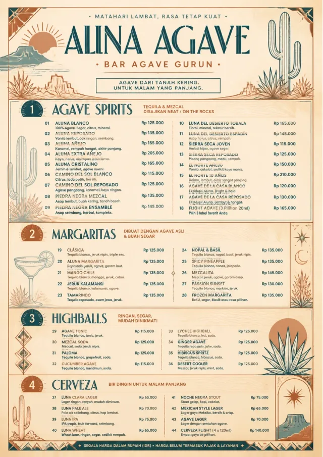 Desert Agave Bar drink-menu menu template preview