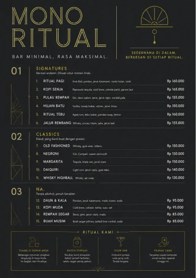Mono Bar Minimal drink-menu menu template preview