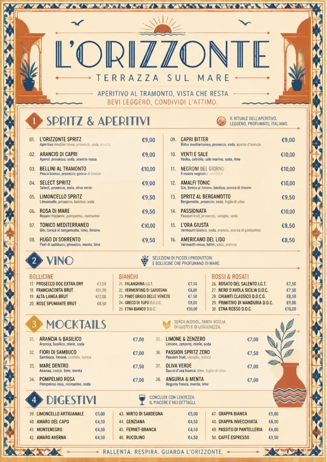 Mediterranean Terrace drink-menu menu template preview