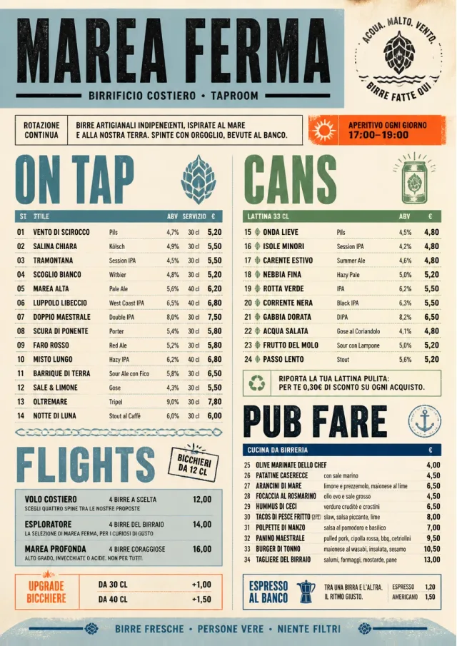 Craft Brewery Taproom drink-menu menu template preview