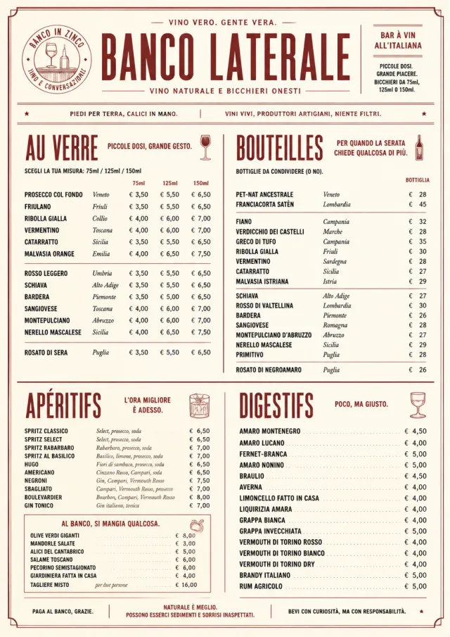 Parisian Zinc Wine Bar drink-menu menu template preview