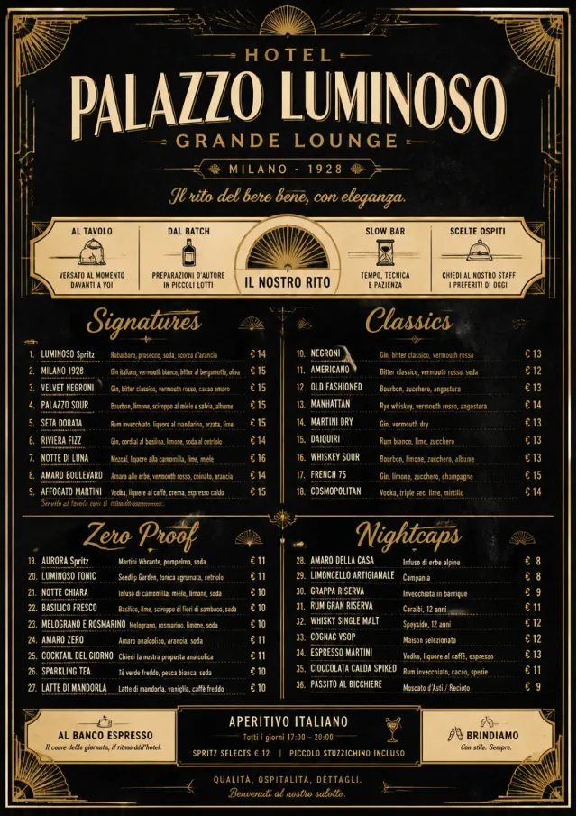 Art Deco Lounge drink-menu menu template preview