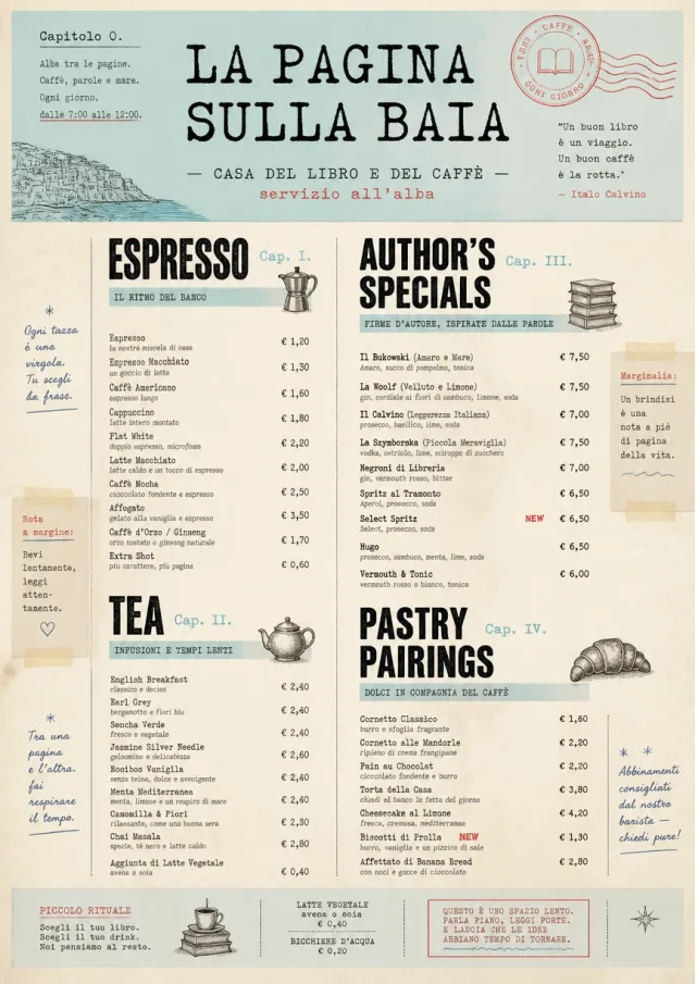 Literary Coffee House drink-menu menu template preview