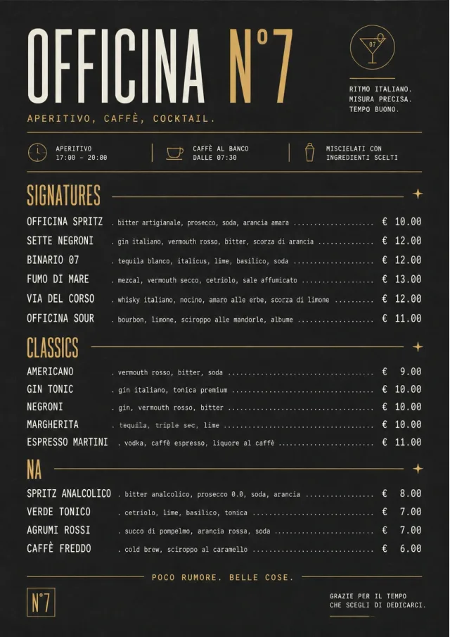 Mono Bar Minimal drink-menu menu template preview