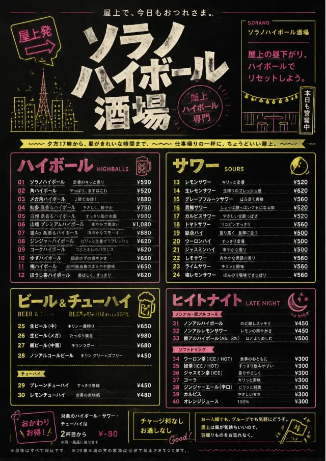 Izakaya Highball drink-menu menu template preview