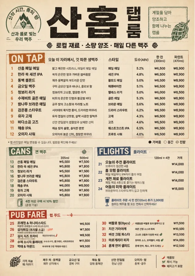 Craft Brewery Taproom drink-menu menu template preview