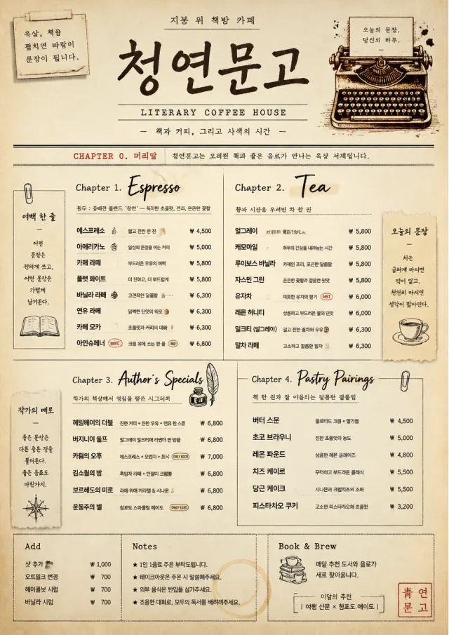 Literary Coffee House drink-menu menu template preview