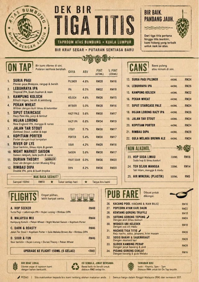 Craft Brewery Taproom drink-menu menu template preview