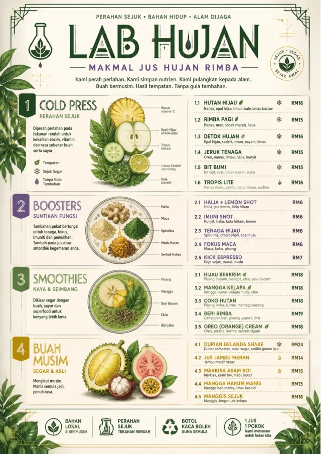 Rainforest Juice Lab drink-menu menu template preview