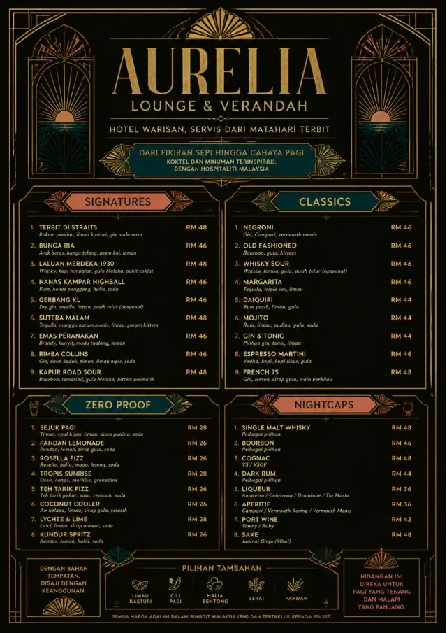 Art Deco Lounge drink-menu menu template preview