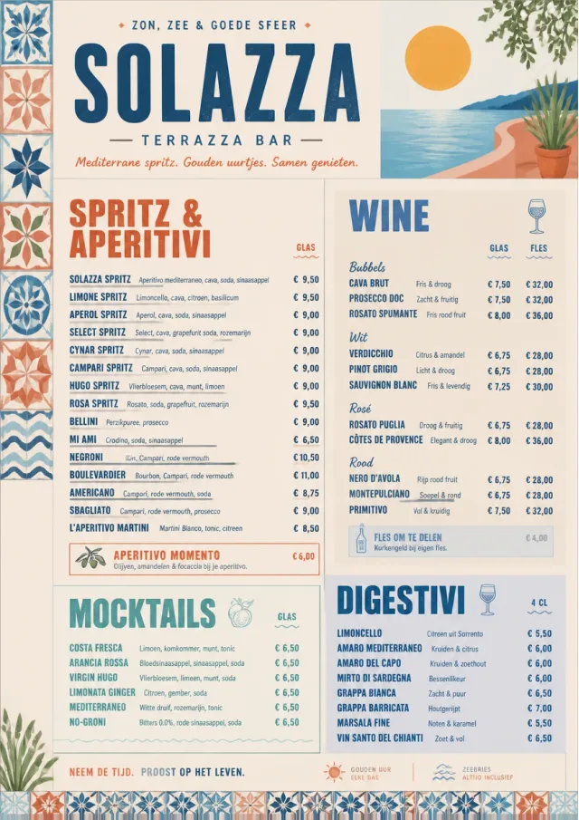 Mediterranean Terrace drink-menu menu template preview