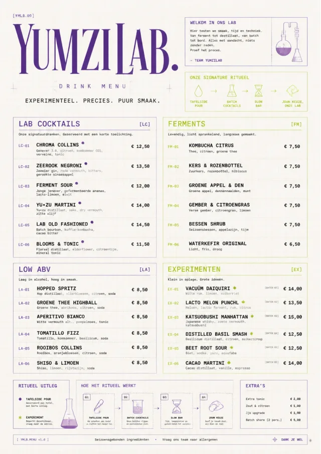 Molecular Lab drink-menu menu template preview