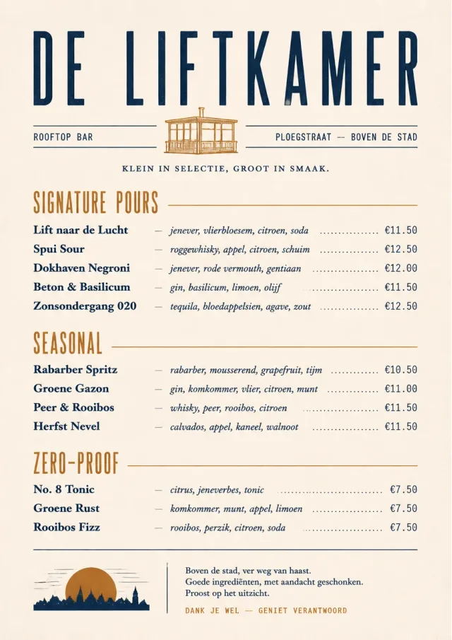 Boutique Pour Card drink-menu menu template preview