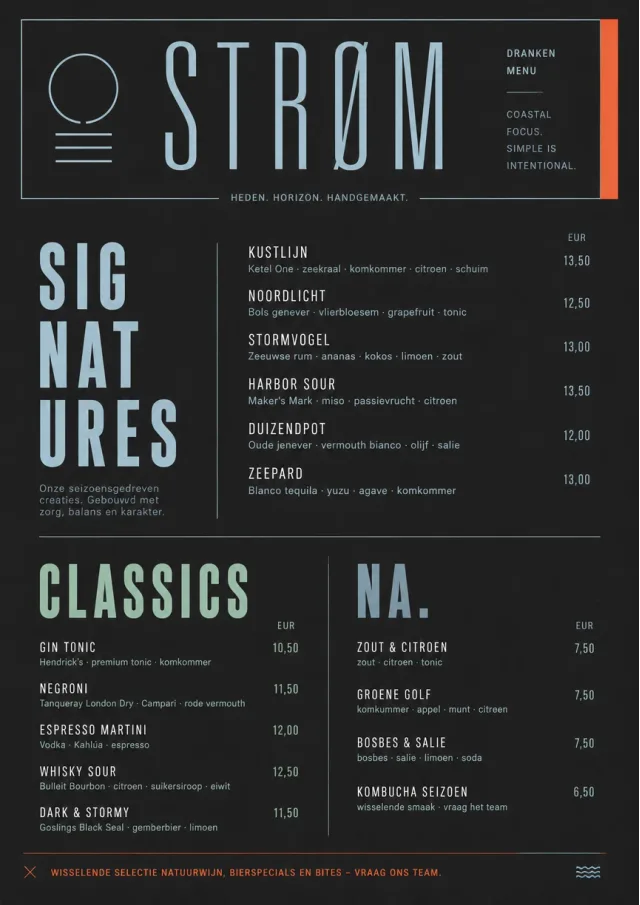 Mono Bar Minimal drink-menu menu template preview