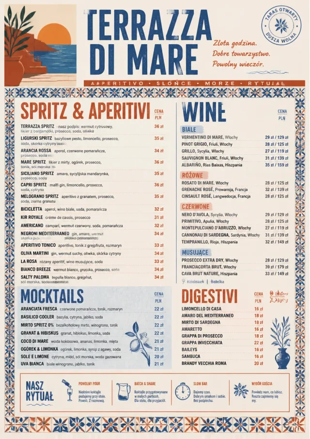 Mediterranean Terrace drink-menu menu template preview