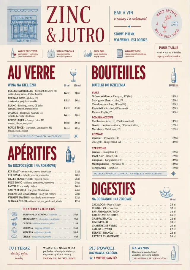 Parisian Zinc Wine Bar drink-menu menu template preview
