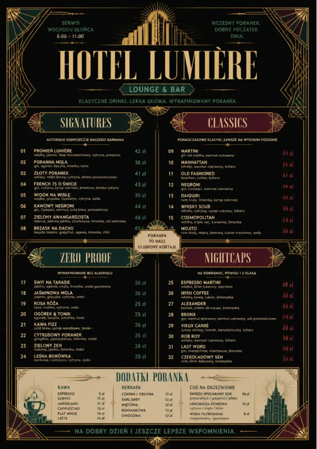Art Deco Lounge drink-menu menu template preview