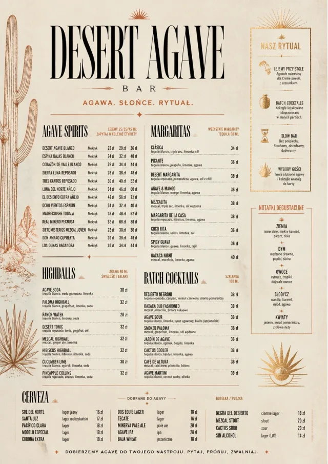 Desert Agave Bar drink-menu menu template preview