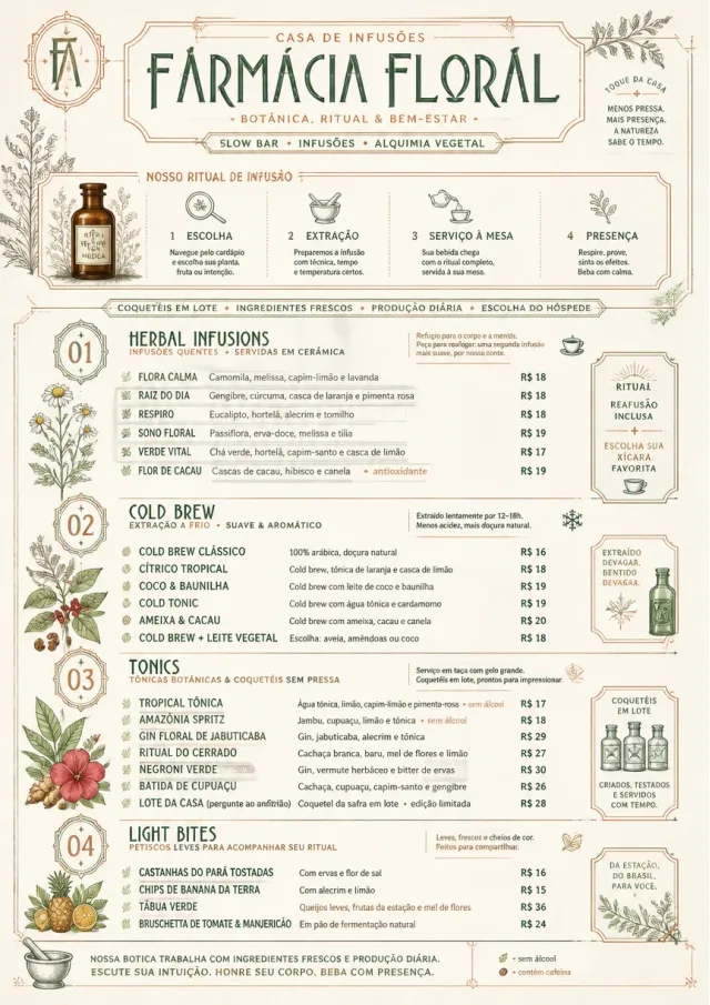 Botanical Apothecary drink-menu menu template preview