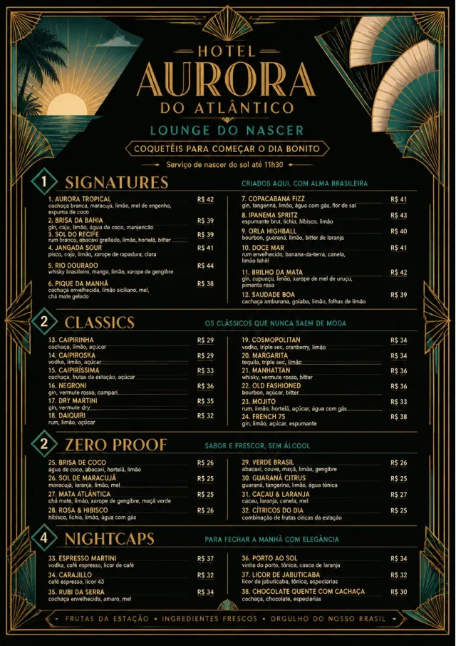 Art Deco Lounge drink-menu menu template preview