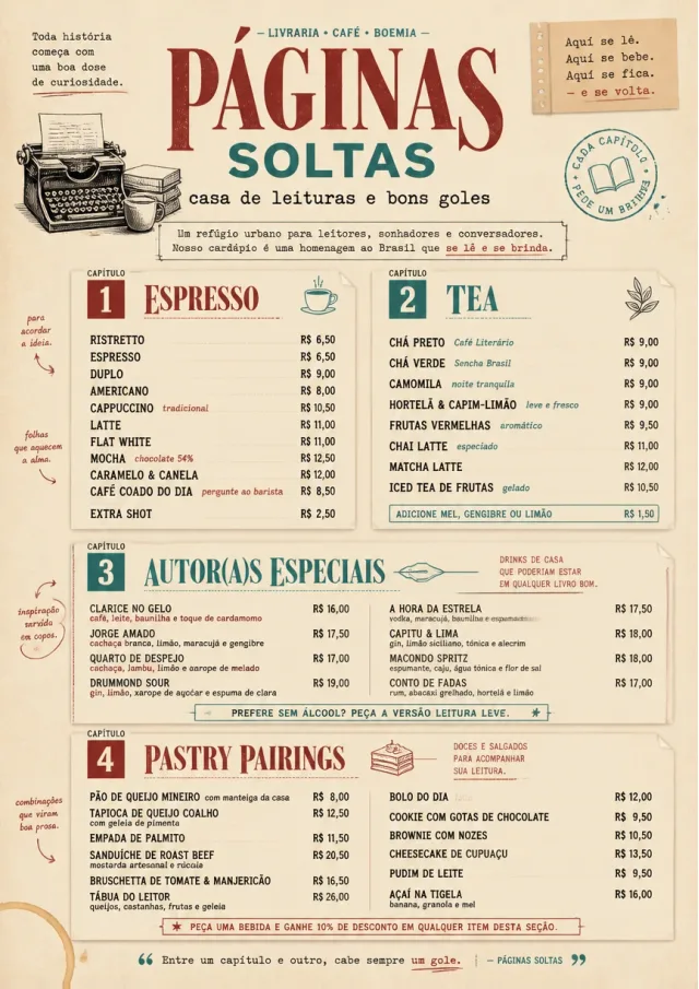 Literary Coffee House drink-menu menu template preview
